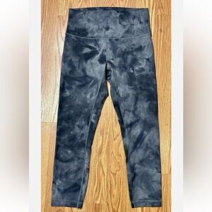 Lululemon Leggings - Black, Gray, Green & Navy Tie-Dye look. Size 12, 28” length